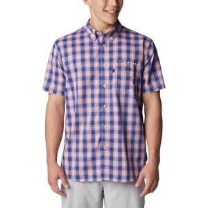 Columbia Men's PFG Super Bonefish‎ Short Sleeve Shirt Pink Blue Size Small
